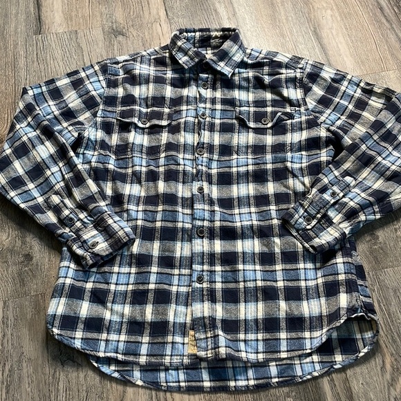 Jachs Mens Blue, Navy, White Plaid Flannel Button Down Shirt, size Large Tall - Picture 1 of 10